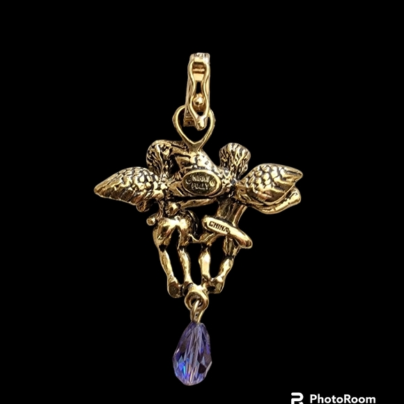 Vintage Kirk's Folly Cherub Pendant with Box Clasp Bale - Picture 3 of 5